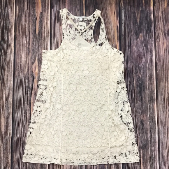 LC Lauren Conrad Dresses & Skirts - LC Lauren Conrad Cream Crochet Slip Dress, L
